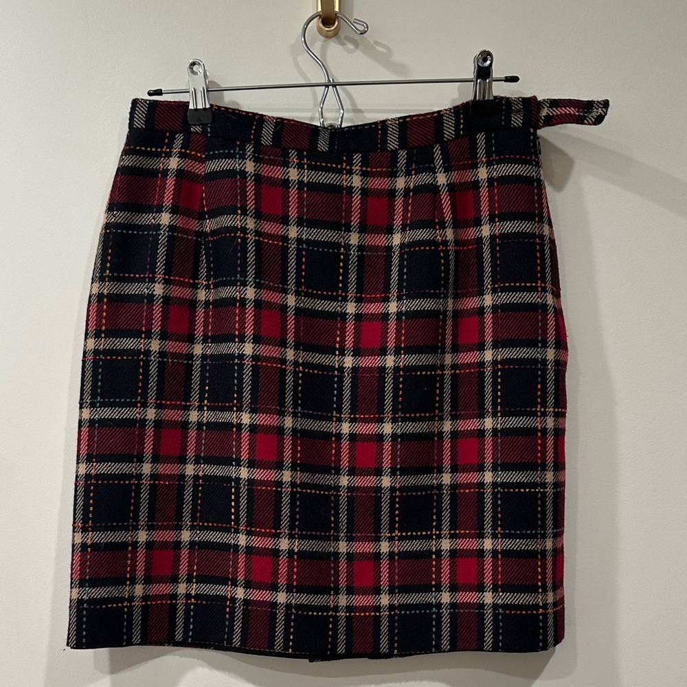 100% wool plaid pencil skirt vintage